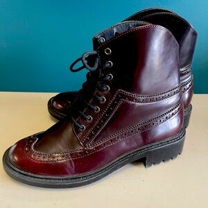 Zara burgundy women windtip oxford boots size 6.5